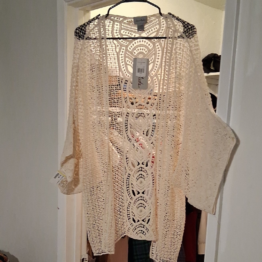 Moda Cream Open-Knit Cardigan - Picture 2 of 6